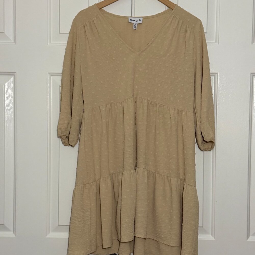 ✨ Boho Veronica M Textured Swiss Dot Tiered Babydoll Dress ✨Size small